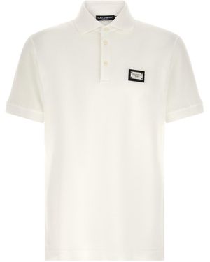 Dolce & Gabbana Logo Plate Polo Shirt - White
