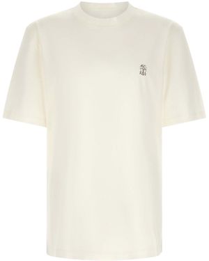 Brunello Cucinelli Logo Embroidery T-shirt - White