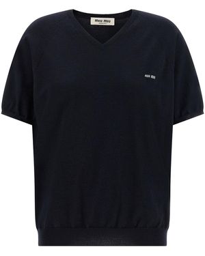 Miu Miu Logo Intarsia Jumper - Black