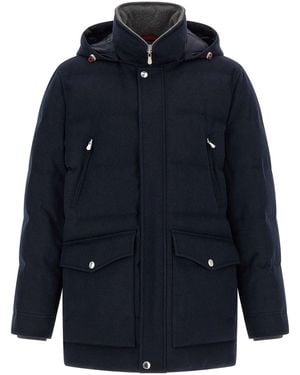 Brunello Cucinelli Wool Flannel Parka - Blue