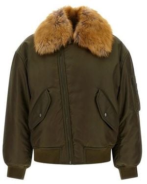 Saint Laurent Bomber Collo Shearling Rimovibile - Verde
