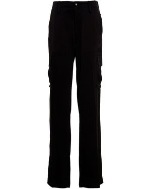 David Koma Satin Cargo Trousers - Black