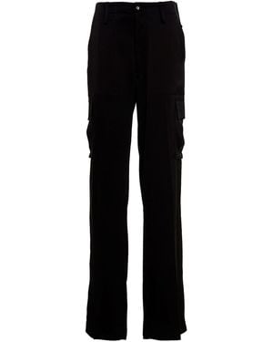 David Koma Satin Cargo Trousers - Black