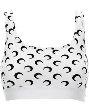 Marine Serre 'moon Printed Jersey' Cropped Top - Multicolour