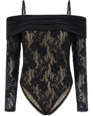 Zimmermann Lace Bodysuit With Draped Neckline - Black