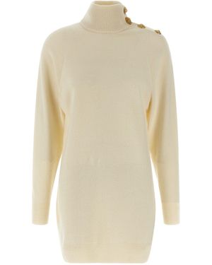 Balmain Cashmere Wool Dress - Natural