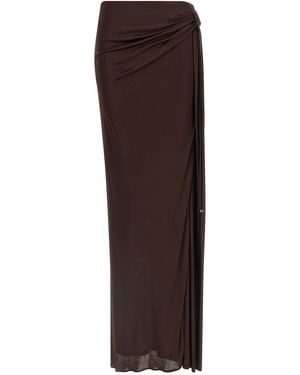 Elisabetta Franchi Shiny Viscose Skirt - Brown