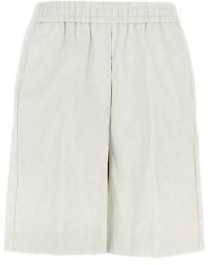 Nude Leather-effect Bermuda Shorts - White