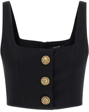 Balmain Wool Brassiere Top - Black