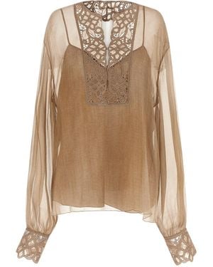 Ermanno Scervino Floral Carving Blouse - Natural