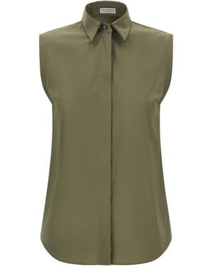 Brunello Cucinelli 'Shiny Trim' Shirt - Green
