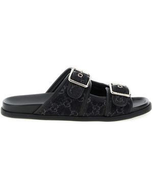 Gucci Gg Denim Slides - Black
