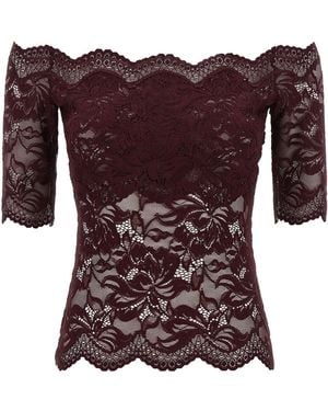 Rabanne Lace Top With Scalloped Edges - Purple