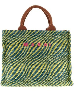 Marni Borsa Tote Con Logo Ricamato - Verde