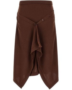 Lemaire Button Asymmetrical Skirt - Brown