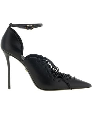 Dolce & Gabbana Lace-Up Leather Court Shoes - Black