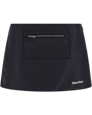 Miu Miu Nylon And Fleece Skirt - Black