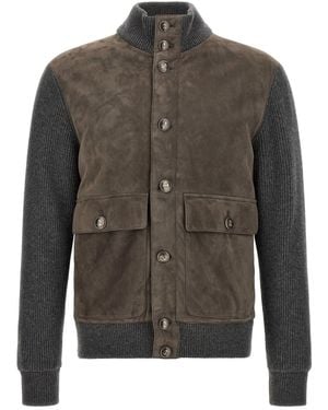 Brunello Cucinelli Suede And Wool Jacket - Grey