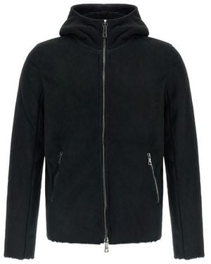 Giorgio Brato Felpa Con Cappuccio Pelle Velour - Nero