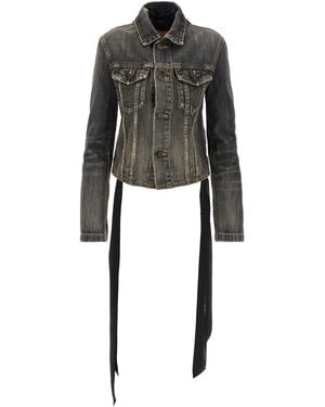 Balenciaga Denim Jacket With Satin Laces - Black