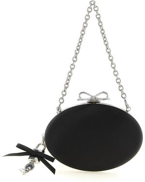 Self-Portrait Clutch Satin Oval - Schwarz