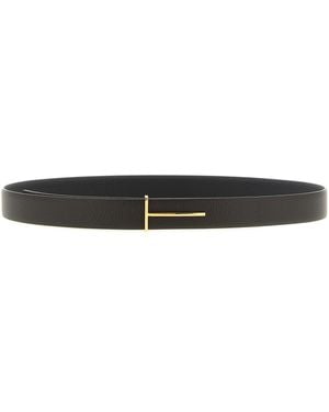 Tom Ford Reversible Belt With T Buckle - Black