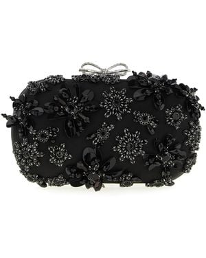 Self-Portrait 'black Satin Floral Crystal' Clutch