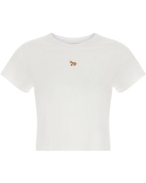 Maison Kitsuné 'baby Fox' Cropped T-shirt - White