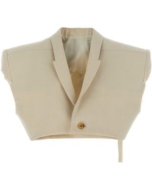 Rick Owens Cropped Wool Blend Cotton Vest - Natural