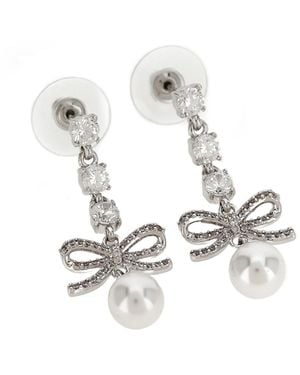 Self-Portrait Ohrringe "Bow Crystal Charm" - Weiß