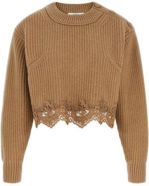 Chloé Cropped Lace Jumper - Natural