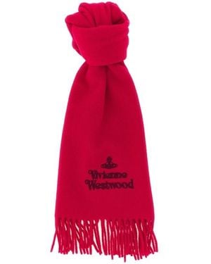 Vivienne Westwood Sciarpa Con Ricamo Logo - Rosso