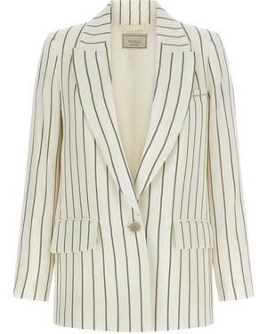 Peserico Pinstripe Twill Blazer - White