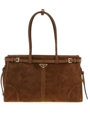 Prada Borsa A Mano Bonnie' Grande - Marrone