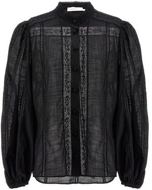 Zimmermann Camicia 'Halliday Lace Trim' - Nero