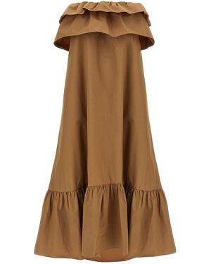 Saint Laurent Flounce Dress - Brown