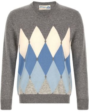 Ballantyne Pullover Mit Intarsienmuster 'Classic Diamond' - Blau