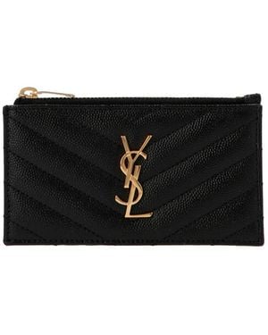 Saint Laurent Kartenetui Mit Matelassé-Steppung - Schwarz