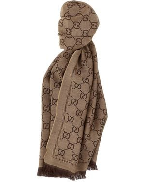 Gucci 'Gg' Scarf - Brown