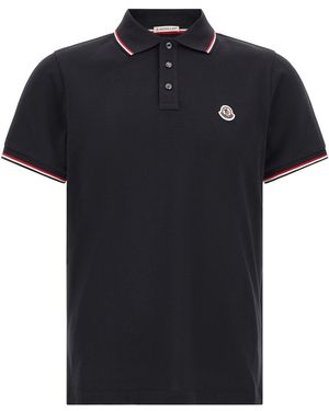 Moncler Tricolour Trim Polo Shirt - Black