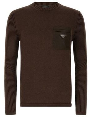 Prada Maglione Con Taschino 'Re-Nylon' - Marrone