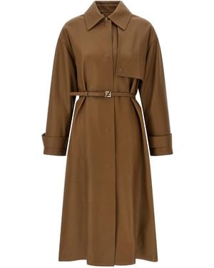 Fendi Nappa Trench Coat - Natural
