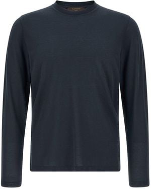 Zanone Ice Cotton T-Shirt With Side Slits - Blue