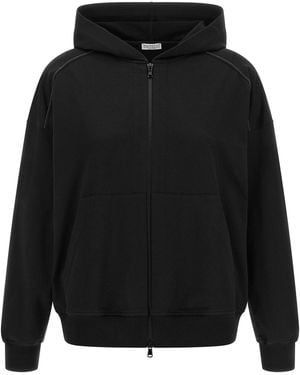 Brunello Cucinelli 'shiny Trims' Hoodie - Black