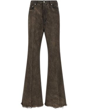 Rick Owens Bolan Bootcut Jeans With Frayed Hem - Grey