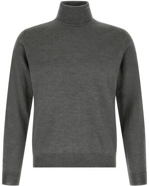 Zanone Turtleneck Jumper Ribbed Trims - Grey