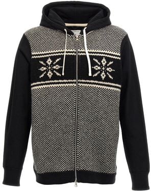 Junya Watanabe Hoodie 'Jacquard Insert' - Grey
