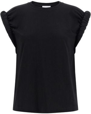 Nude Curled Sleeve T-shirt - Black