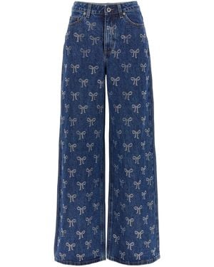 Self-Portrait 'rhinestone Bow' Jeans - Blue