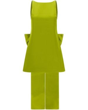 Self-Portrait Maxi Bow Dress - Green